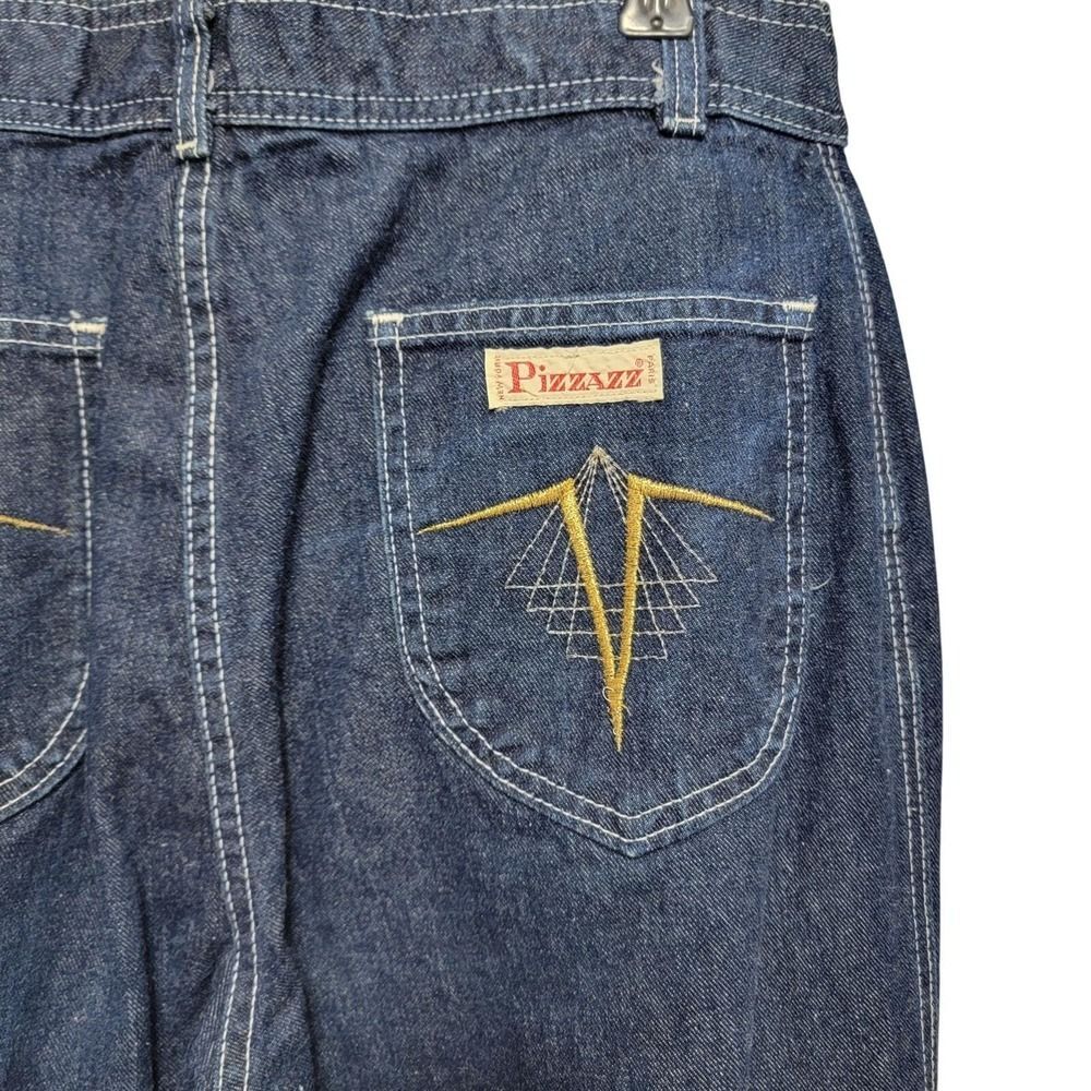 Pizzazz Vintage 70s High Waist Dark Wash Jeans Size 16 Fits 30